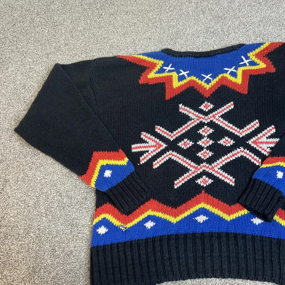 Vintage Lizsport Sweater Mens Large Geometric Knit Pullover 90s‎